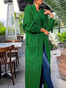 Women Cardigan open front sweater Green Size M