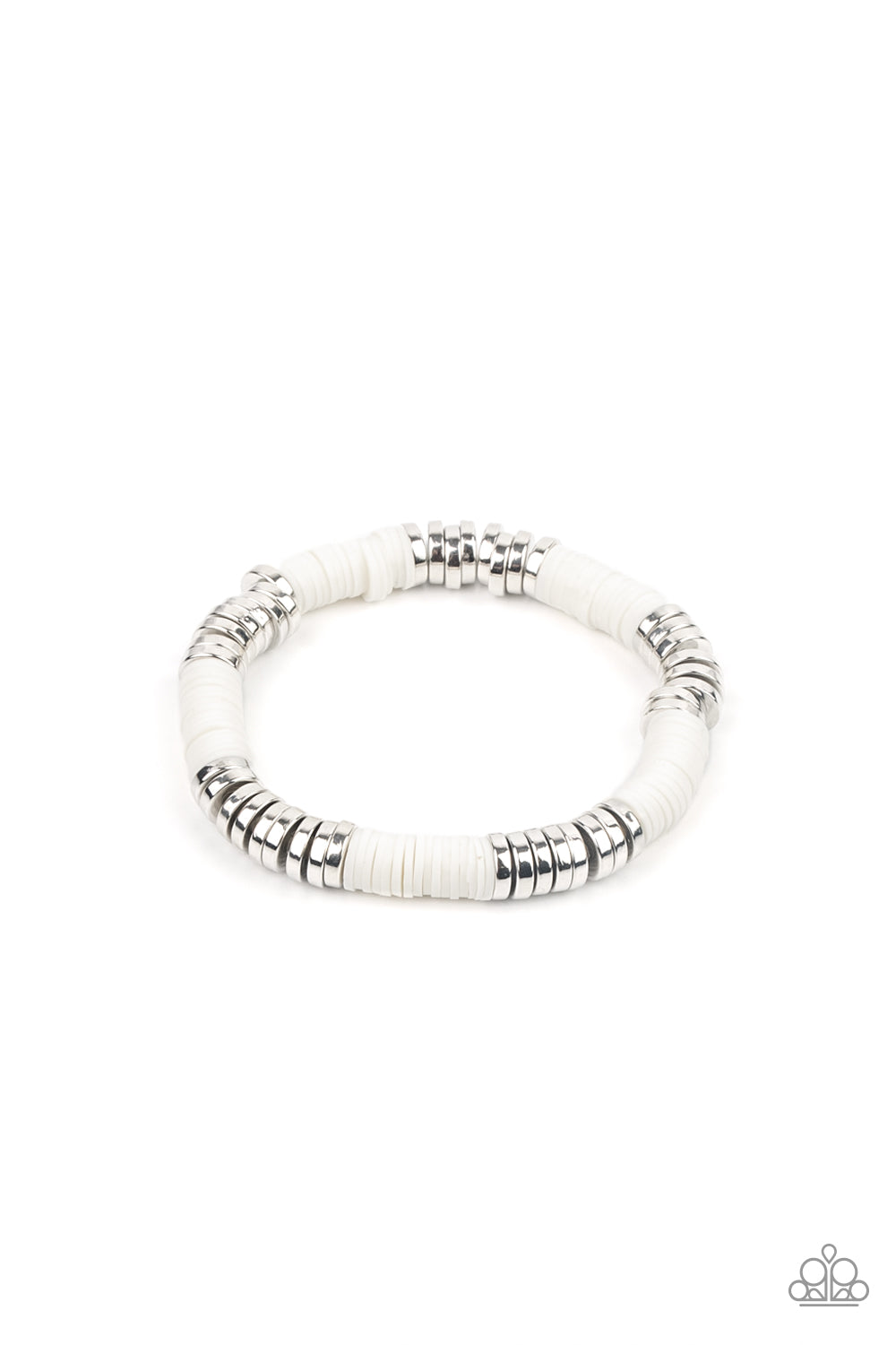 Stacked In Your Favor - White Stretch Bracelet