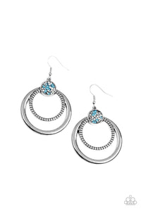 Spun Out Opulence - Blue Hoop Earrings