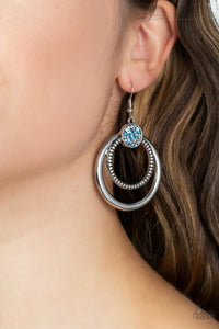 Spun Out Opulence - Blue Hoop Earrings