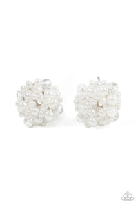 Bunches of Bubbly - White seed bead post earrings