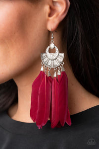 Plume Paradise - Red Feather Earring