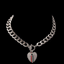 Load image into Gallery viewer, Silver Rhinestone Heart Toggle Necklace
