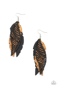 WINGING Off The Hook - Black Earrings