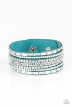 Load image into Gallery viewer, REBEL RADIANCE - PAPARAZZI - BLUE SUEDE RHINESTONE WRAP BRACELET
