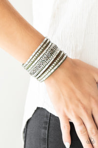 Paparazzi ~ Rhinestone Rumble - White Bracelet